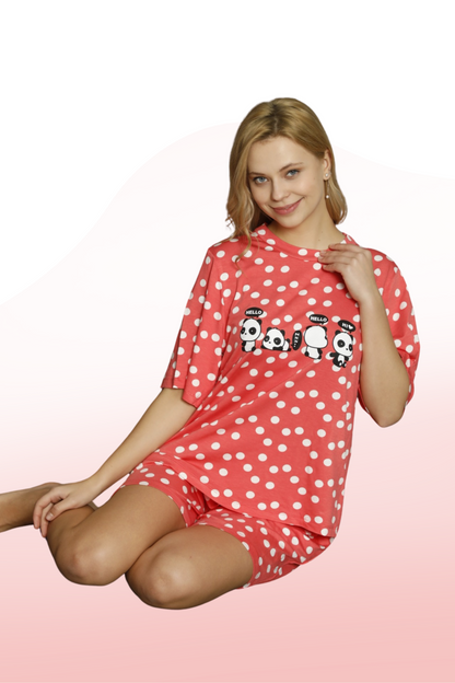 Lazy Panda Short Sleeve Shorts Pajama Set: Where Comfort and Fun Meet