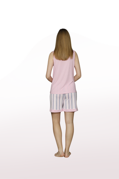 Striped Pattern Tank Top Shorts Pajama Set: Where Comfort and Style Meet