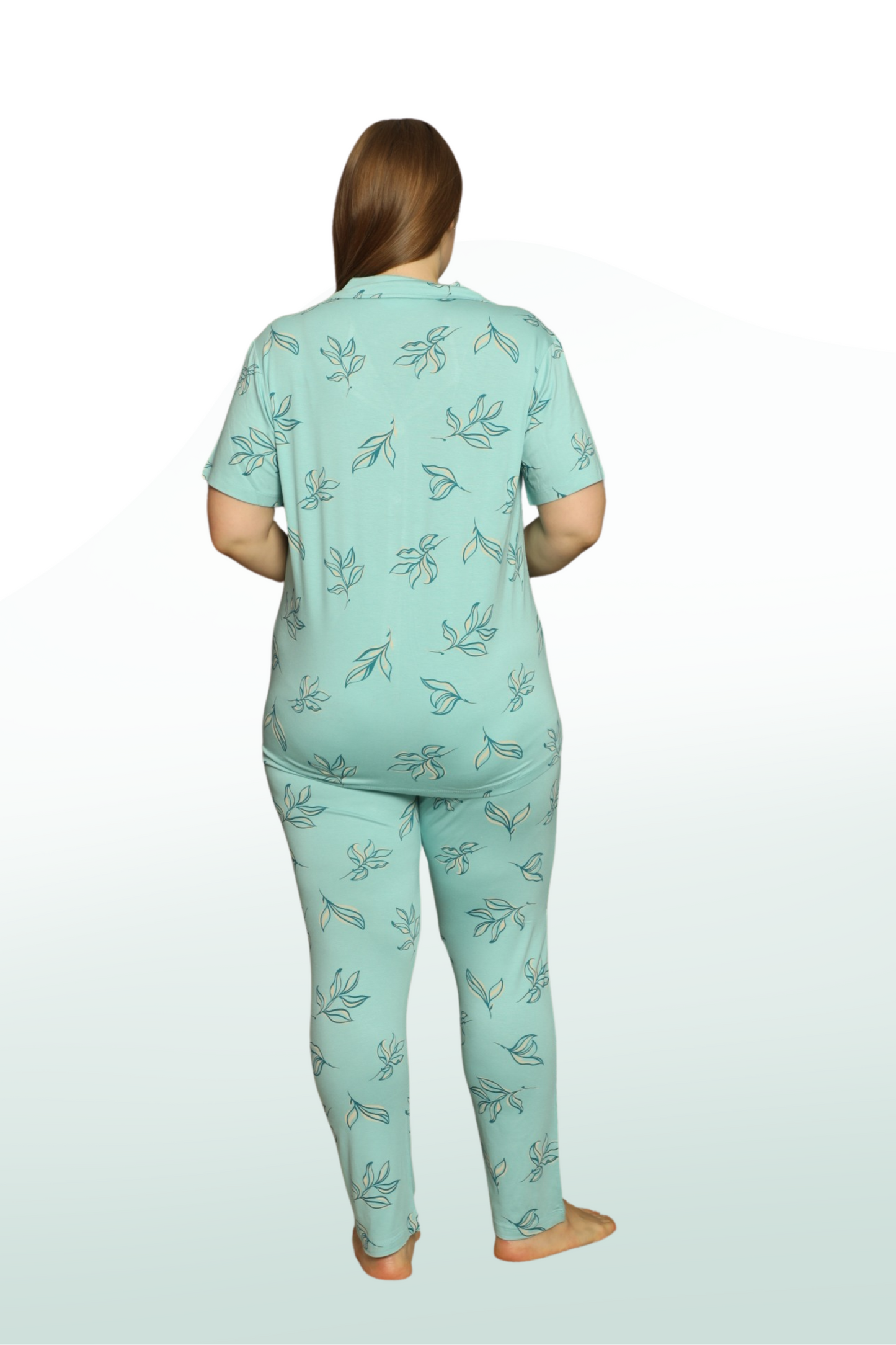 Willow Pattern Short Sleeve Front-Buttoned Shirt Collar Pajama Set: Where Style and Comfort Meet