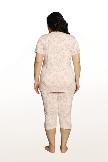 Ivy Pattern Short Sleeve Capri Bottom Pajama Set: Where Elegance and Comfort Meet