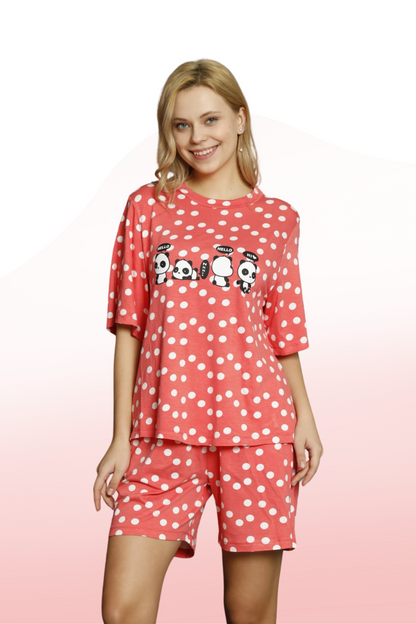 Lazy Panda Short Sleeve Shorts Pajama Set: Where Comfort and Fun Meet