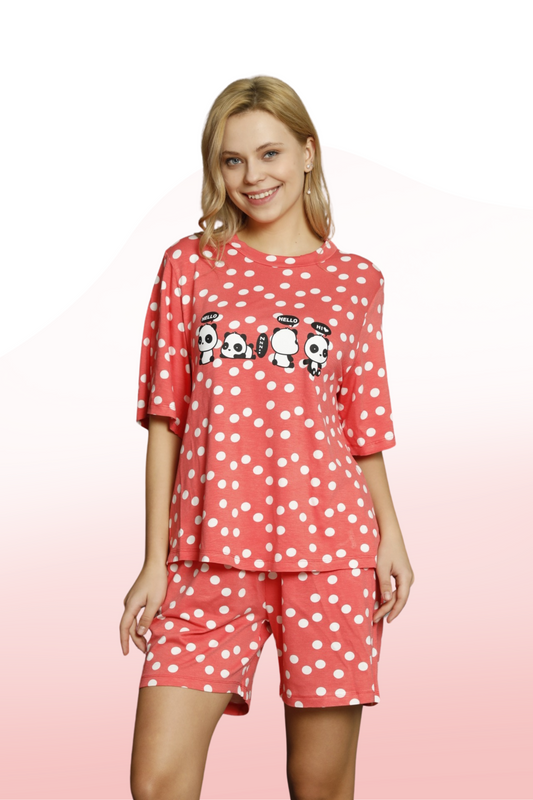 Lazy Panda Short Sleeve Shorts Pajama Set: Where Comfort and Fun Meet